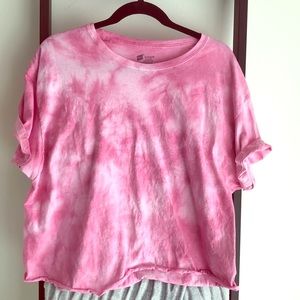 Pink Cloud Tie Dye Cropped Tshirt
